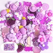 120Pcs Purple Resin Fake Candy Charms, Slime Flat Back Candy Charms Set, Ornamen