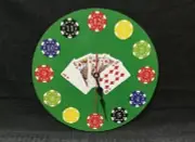 Man Cave Poker Chips Clock, Royal Flush in the Middle, Chips to Tell Time