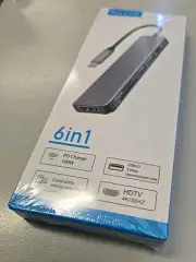 New Sealed - 6 in 1 Type C USB Hub - Type C, USB 3.0 4K HDMI, Card Slots -NEW!