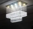 Modern LED crystal chandelier living room restaurant Rectangular Pendant light