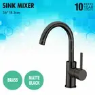 36*18.5cm Sink Mixer Matt Black Brass Goose Neck 5 Star for Kitchen Laundry