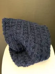 MEN’s NECK WARMER/COWL; Lg/XLg; ALPACA (Mostly) AND WOOL; NAVY/Dark Blue