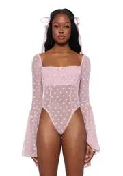 [Sugar Thrillz] Yours Truly Mesh Bodysuit - Pink