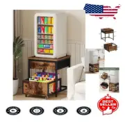 Elevated Mini Fridge Stand with Storage Drawer & Mobile Basket for Easy Access