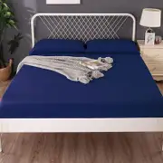 Ramesses 1000TC Linen Bamboo Fitted Sheet Combo Set Deep Blue Double