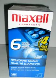 4 Maxell Video Cassette Tapes 6 Hours T-120 Standard Grade New Sealed