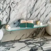 Floating Glass Shelf Kit 20 3/4" W Solid Brass Brackets | Renovator's Supply