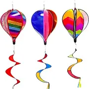 Hot Air Balloon Wind Spinners, 3-Pack, Colorful Outdoor Decoration, Windsock Ornament, Vibrant Garden Patio Wedding Decor, Lightweight Rotating Spinner Set for Holiday, Yard, Fences