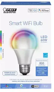 Smart Light Bulb Color Changing WiFi Dimmable Alexa Google Assistant LED 60 Watt