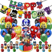 Cartoon SuperHero Theme Party Set Party Supplies Banner Toppers Balloons Kids Children Birthday Decoration