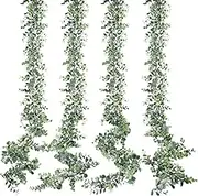 BIGFIS Artificial Eucalyptus Garland Fake Eucalyptus Greenery Garland Faux Hanging Plants Artificial Vines, 6 Feet/Strand for Wedding Backdrop Arch Wall Table Party Outdoor Festival Decor (4)