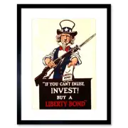 War Bonds Liberty America USA Uncle Sam Poster Framed Wall Art Print 12X16 In