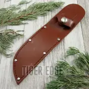 FIXED-BLADE KNIFE SHEATH | Brown Leather Belt Pouch - For Blades up to 5"