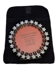 Two's Company Oval Double Austrian Crystal Picture Frame 3" Round Frame NIB
