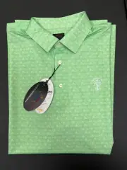 NWT MEN'S GREG NORMAN POLO, SIZE: L, COLOR: GREEN PALM TREE PRINT (M2)