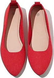 [Shupua] Women's Flats Shoes Pointed Toe Flats Comfortable Slip on Shoes Flat Dress Shoes Black Ballet Flats for Women, Red, 11