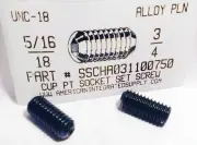 5/16-18x3/4 Hex Socket Set Screws Cup Point Alloy Steel (20)