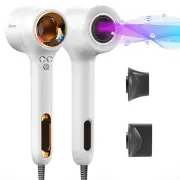 Ionic Hair Dryer 110,000 RPM Fast Dry Lightweight Low Noise Thermo-Control Pearl