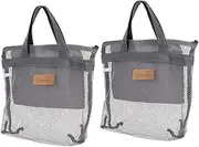 [FOMIYES] 2Pcs Mesh Tote Bags for Travel and Beach Portable Folding Toiletry and Cosmetics Bags Quick Dry Shower Tote for Outdoor Activities