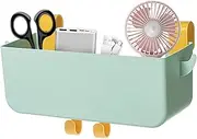 Organizer Storage Caddy, Bedside Hanging Storage Basket with Hooks, Multi-function Organizer Caddy Remote Holder, Bed Shelf Pockets, Green