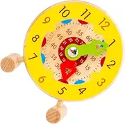 HONITANO 1Pc Educational Teaching Clock Wooden Cognitive Smooth Surface for Imagination Math Learning for Parents Teachers