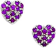 [JewelryWeb] 925 Sterling Silver Rhodium Plated Red CZ Simulated Diamond Love Heart Screw Back Earrings 7x7mm Stud Earring for Women