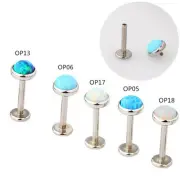 1pcs Opal Ear Cartilage Tragus Piercing Solid Titanium Labret Lip Tongue Ring