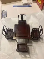 VTG 5 pc ASIAN DOLLHOUSE ORNATE, ARTESIAN CARD TABLE, 4 CHAIRS, ZLIP, MINT!!