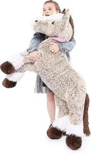 Giant Horse Stuffed Animal, Long Horse Plush Pillow Toy Brown 120cm