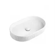560*350*120mm OTTI Kensington Gloss White/Matt Black/Matt White Oval Ceramic Fluted Above Counter Basin