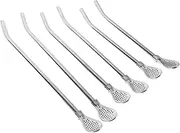 Mipcase 6Pcs Stainless Steel Straw Spoon with Detachable Filter for Loose Leaf Tea and Coffee for Outdoor Use Enhances Drink and Purity
