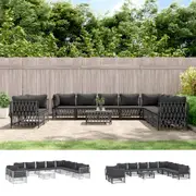 Outdoor Lounge Set 11 Piece Sectional Sofa Set with Cushions Steel vidaXL