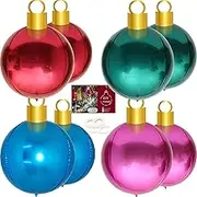 XL Christmas Balloon Ornaments 8Count 40x58cm DIY Oversize Inflatable Christmas Hanging Ornaments for Indoor Window Display Xmas Tree Decoration Christmas Bauble (Red/Green/Blue/Magenta)