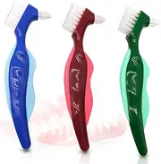 Premium Hard Denture Brush Toothbrush, Cleaning Brush, Multi-Layered Bristles & Portable Denture Double Sided Brush, Denture Care(Pack of 3)