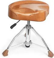 AKLOT Saddle Drum Throne, Hydraulic Drum Throne, Heavy Duty Drum Seat, Height Adjustable Suede Drum Chair, Motorcycle Style Drum Stool for Adults Drummers Yellow