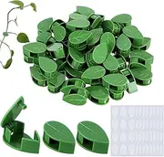 Plant Clips for Climbing Plants, Plant Climbing Wall Fixture Clips, Self-Adhesive Hook Vines Traction Invisible Holder Supporting Wire Fixing, Green Leaf Simulation For Garden Wall Clip (100pcs)