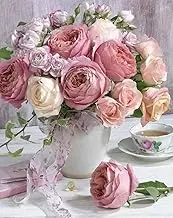 Koikify 5D Diamond Painting Full Drill Pink Rose Diamond Art for Adults Round Resin Diamond Picture 5D Cross Stitch Beads Pasted Craft DIY Painting for Home Wall Decor, Gift 11.8x15.7 Inch
