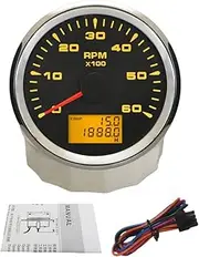 ELING Waterproof 0-6000RPM Tachometer Gauge for Car Truck Boat Yacht with 8 Colors Backlight 85mm