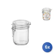 6x Bormioli Rocco Fido Vases Glass Cylindrical,Cork Cap Airtight
