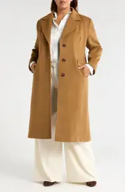 Fleurette Holland Longline Wool Coat in Vicuna at Nordstrom, Size 14W