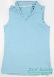 New Womens Puma Cloudspun Coast Sleeveless Polo Small S Dusty Aqua MSRP $50