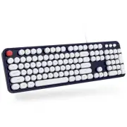 Computer Keyboard Wired, USB Plug Play Round Key Retro Typewriter Keyboard, O...