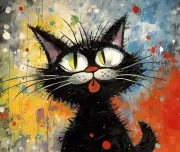 FUNNY ABSTRACT BLACK CAT COMPUTER MOUSE PAD 9 x 7 GREAT GIFT IDEA
