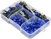 Motorcycle Fairing Bolt Kit for Y&amaha for YZF R1 R6 MT FZ FZR FJR TZR for TMAX Xmax NMAX SMAX M5 M6 150Pcs Motorcycle Complete Fairing Bolt Kit Screws Nut Set(Blue)
