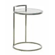Azda Stainless Steel Side Table W/ Clear Tempered Glass Top