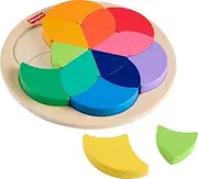 Fisher-Price Preschool Toy Wooden Color Wheel Puzzle, 19 Wood Pieces, Shape-Sorting Developmental Play for Kids Ages 3+ Years