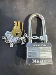 Master Lock 5KALJ Commerical Padlocks, Key A421 Long Shackles, Steel PB11