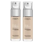 2x L'Oreal Paris True Match Super Blendable Liquid Foundation 30ml 1C Rose Ivory