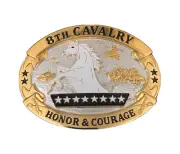 US Army 8th Cavalry Regiment, Honor & Courage Crest Insignia Brass Belt Buckle