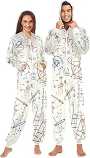 [ZZXXB] Math Calculations Onesie Pajamas for Adult Women Men Long Sleeves One Piece Onesies Hooded Sleepwear S - XL